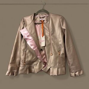 Ted Baker Girl's Rose Gold Faux Leather Jacket - Ages 12-13 - NWT slight wear